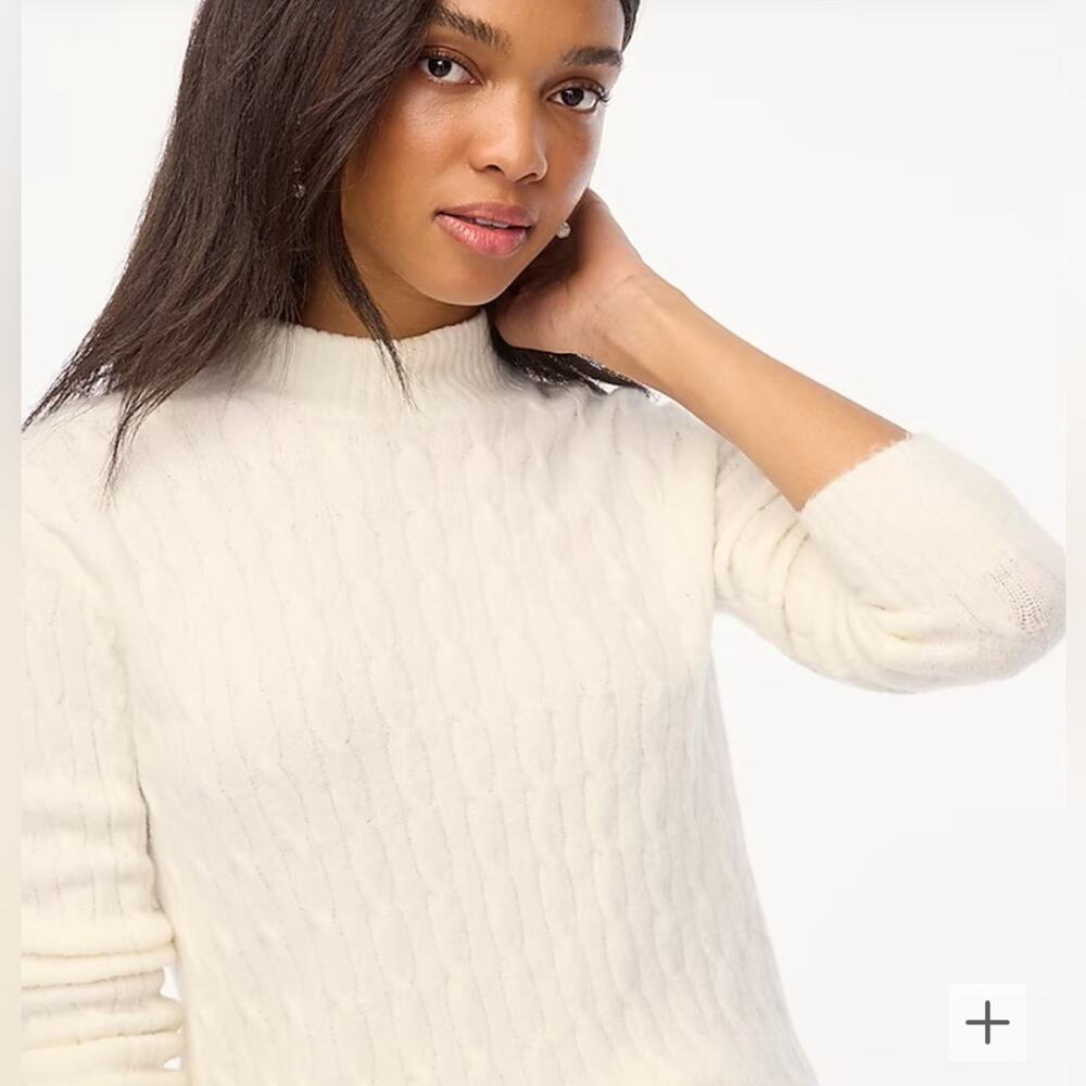 J.Crew Extra Soft Cable Mockneck Cream Sweater, Women’s XXS, NWT